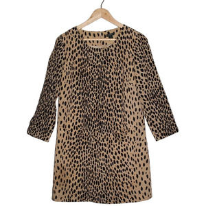 Women's J. Crew Jules 98697 Wildcat Tan Black Cheetah Long Sleeve Dress Size 4